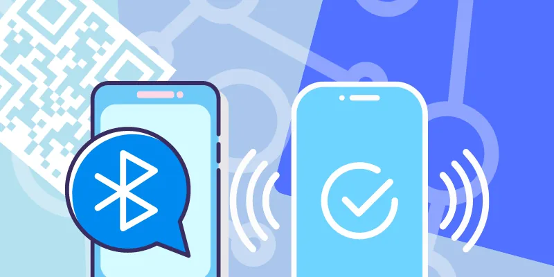 Smartphones avec icônes QR Code, Bluetooth et NFC